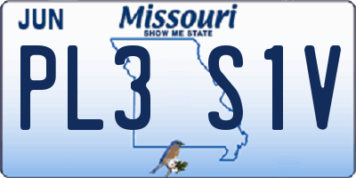 MO license plate PL3S1V