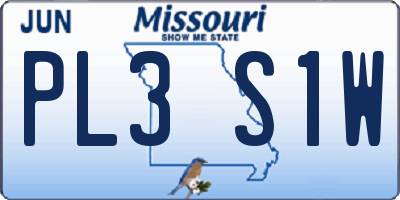 MO license plate PL3S1W