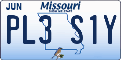 MO license plate PL3S1Y