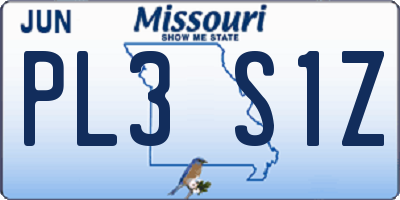 MO license plate PL3S1Z