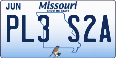 MO license plate PL3S2A