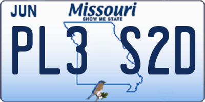 MO license plate PL3S2D