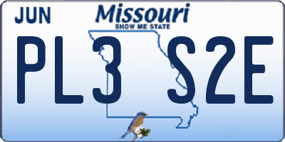 MO license plate PL3S2E