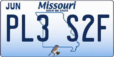 MO license plate PL3S2F
