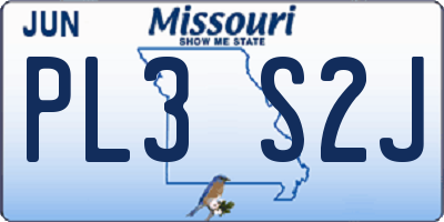 MO license plate PL3S2J