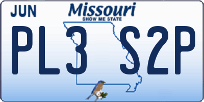 MO license plate PL3S2P