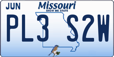 MO license plate PL3S2W