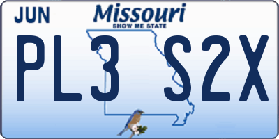 MO license plate PL3S2X