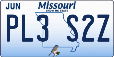 MO license plate PL3S2Z