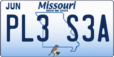 MO license plate PL3S3A