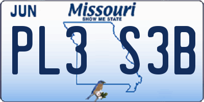 MO license plate PL3S3B