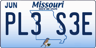 MO license plate PL3S3E
