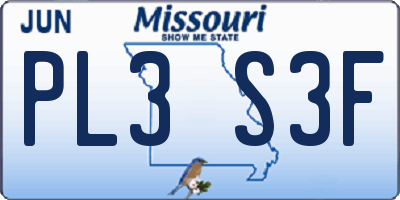 MO license plate PL3S3F