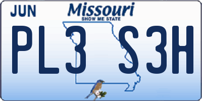 MO license plate PL3S3H