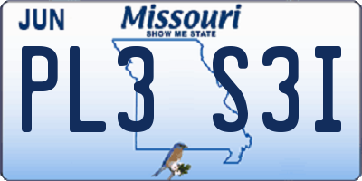 MO license plate PL3S3I
