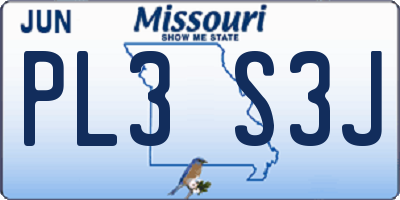 MO license plate PL3S3J