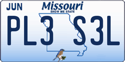 MO license plate PL3S3L