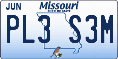 MO license plate PL3S3M