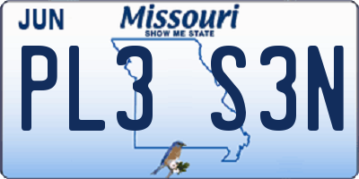 MO license plate PL3S3N