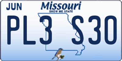MO license plate PL3S3O