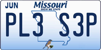 MO license plate PL3S3P