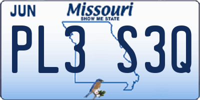MO license plate PL3S3Q
