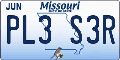 MO license plate PL3S3R