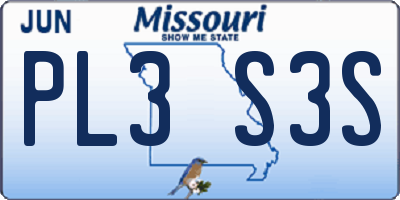MO license plate PL3S3S