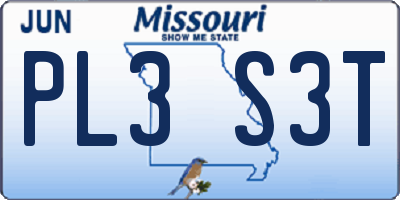 MO license plate PL3S3T