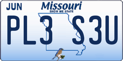 MO license plate PL3S3U