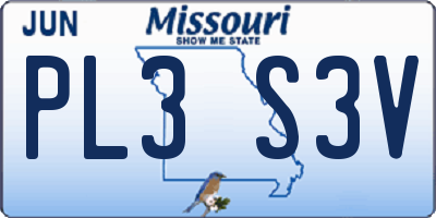 MO license plate PL3S3V
