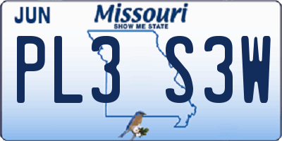 MO license plate PL3S3W