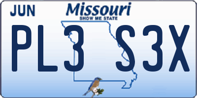MO license plate PL3S3X