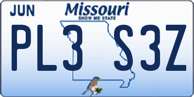 MO license plate PL3S3Z