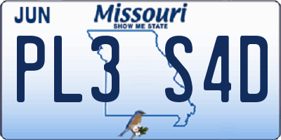 MO license plate PL3S4D