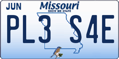 MO license plate PL3S4E