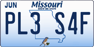 MO license plate PL3S4F