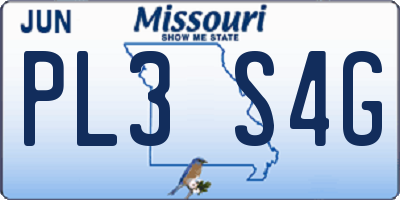 MO license plate PL3S4G