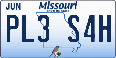 MO license plate PL3S4H