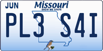 MO license plate PL3S4I