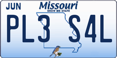 MO license plate PL3S4L