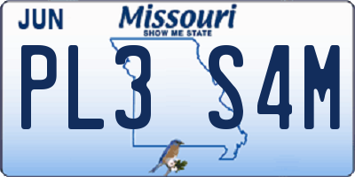 MO license plate PL3S4M