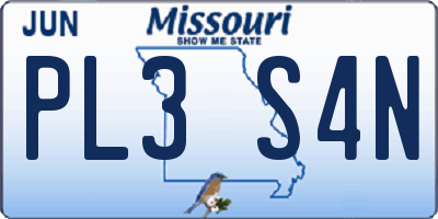MO license plate PL3S4N