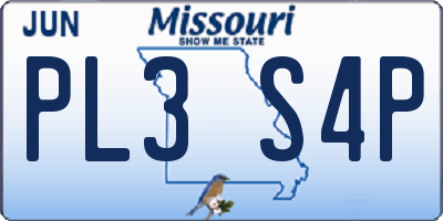 MO license plate PL3S4P