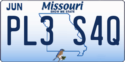 MO license plate PL3S4Q