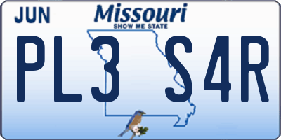 MO license plate PL3S4R