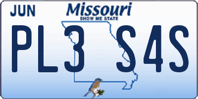 MO license plate PL3S4S