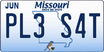 MO license plate PL3S4T