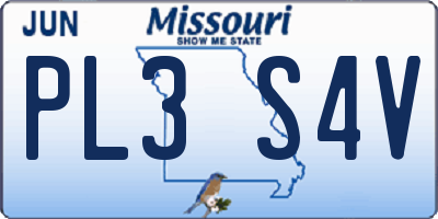 MO license plate PL3S4V