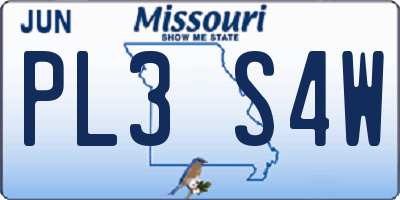 MO license plate PL3S4W